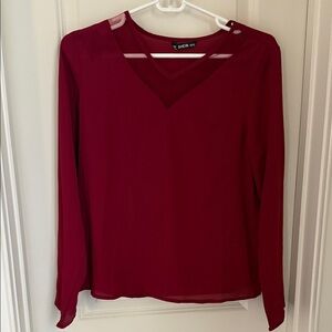 SHEIN Burgundy V-Neck Blouse